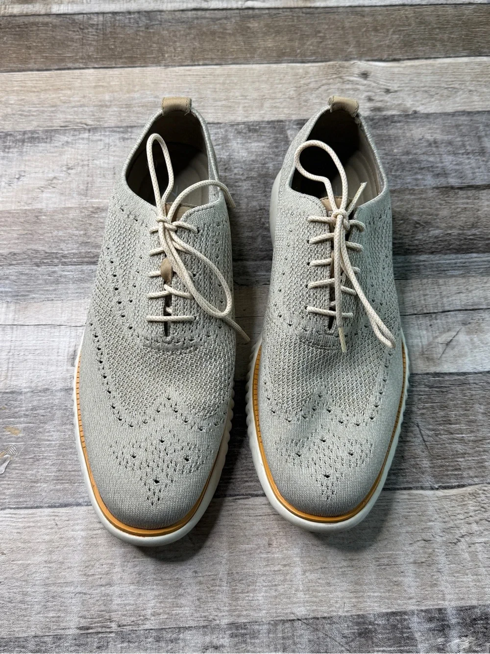 Cole Haan Oxford 11 M Light Gray Knit Men's Casual Lace-Up Shoes